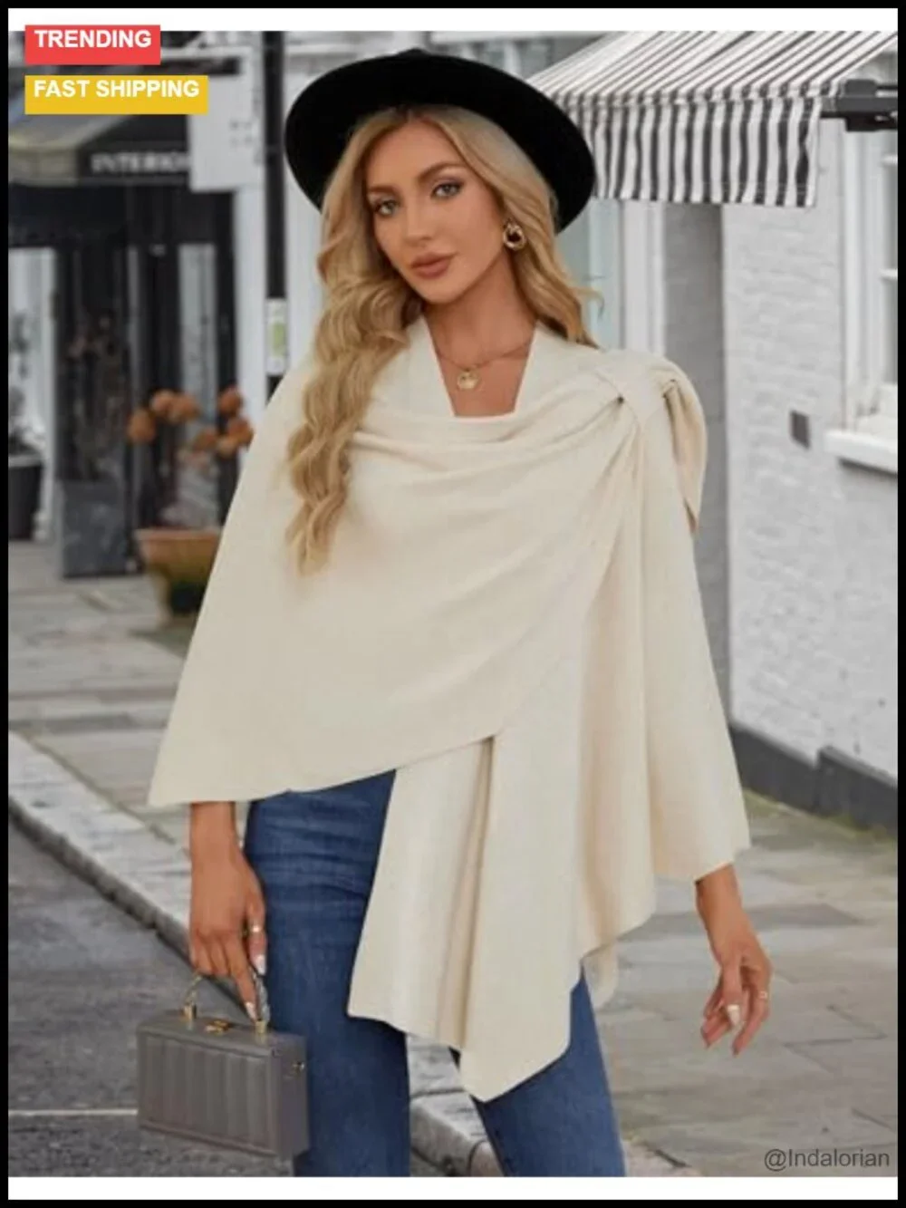 Elegant Cross Front Poncho Shawl Wrap - Soft Viscose, Formal